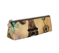 Paris Eiffel Tower Print Student Pencil Case Large Capacity Triangle Pouch Daily Essentials School College