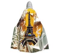 Paris Eiffel Tower Print Unisex Adults Hooded Cloak Cape,Hooded Robe Cloak,Oversized Hood Cloak,Halloween Cloak