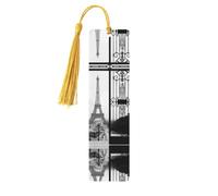 Paris Eiffel Tower Print Wooden Bookmark Bookmarks with Tassels Book Marks for Reading Hardcover Books Notebooks