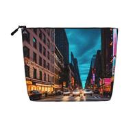 Paris Eiffel Tower Printed Reusable Cosmetic Bag – Travel Toiletry Organizer, Zipper Pouch for Makeup Accessories, Streets of New York City, One Size