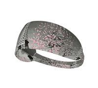 Paris Eiffel Tower Printed Sweatband Women Stretchy, Easy Care Non Slip, for Yoga Running Cycling Outdoor Workout