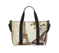 Paris Eiffel Tower Printed Travel Bag Duffle Bag for Men Women, Large Water Resistant Gym Bag Weekend Holdall Bag with Shoulder Strap
