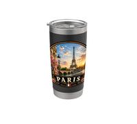 Paris Eiffel Tower River Seine Floral Stainless Steel Insulated Tumbler
