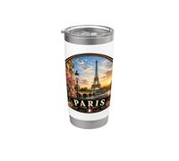 Paris Eiffel Tower River Seine Floral Stainless Steel Insulated Tumbler
