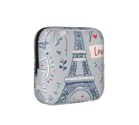 Paris Eiffel Tower Sanitary Napkin Storage Bag Period Pouch, Discreet Sanitary Towel Holder Romantic City Portable Feminine Pad Organiser for Women, Teen Girls, Travel & School