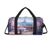 Paris Eiffel Tower Scenery Sport Duffel Bag with Shoes Compartment Overnight Weekender Bags Travel Gym Luggage Organizer for Women Men Kids Girls Boys