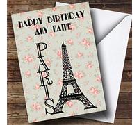 Paris Eiffel Tower Shabby Chic Personalised Birthday Card | Birthday Card | Design Birthday Card