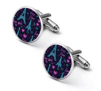 Paris Eiffel Tower Shirt Cufflinks Round Cuff Links Classic Shirt Studs Jewelry Gifts for Wedding Business