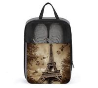 Paris Eiffel Tower Shoe Bag Waterproof & Breathable Shoe Pouch for Travel, Portable Carry Case for Sports Sneakers, Gym, Vacation