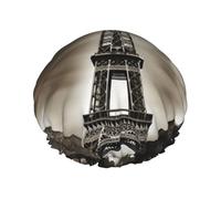 Paris Eiffel Tower Shower Caps for Women Reusable Waterproof Shower Bonnet Large Elastic Bath Caps Double Layers Bathing Hair Caps Designed for all Hair Lengths with PEVA Lining