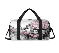 Paris Eiffel Tower Sport Duffel Bag with Shoes Compartment Eiffel Tower Street View Overnight Weekender Bags Travel Gym Luggage Organizer for Women Men Kids Girls Boys