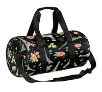 Paris Eiffel Tower Sports Gym Bag Duffel Bags Workout Lightweight Shoulder Weekender Bag Travel Duffel Bag for Men Women(Rose Flower), Paris Eiffel Tower, 17.6(L) x 9(W) x 9(H) inch