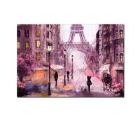 Paris Eiffel Tower Street Large Pink Landscape Wall Art Canvas Painting Office Artwork Print for Home Girl Bedroom Living Room Poster Decor Framed 20x28inch