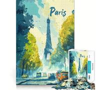 Paris Eiffel Tower Street Scene 1000 Pieces Jigsaw Puzzles for Teenagers Wise Think Toy Calm Fun Clear Cut Art Collectible (38x52cm)