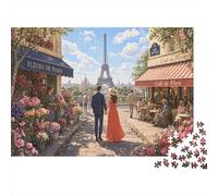 Paris Eiffel Tower Streetscape 1000 Piece Jigsaw Puzzle,Impossible Challenge,Stress Relief,Home Wall Decor,Great Gifts,Premium Cardboard,Adults & Kids 14+,Educational Toy 38x26cm