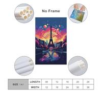 Paris Eiffel Tower Sunset Art Print Artwork for Living Room for Rustic Farmhouse Bathroom Deco Bedroom Canvas 16x24inch(40x60cm)