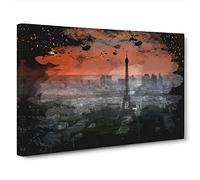 Paris Eiffel Tower Sunset Canvas Print for Living Room Bedroom Home Office Décor, Wall Art Picture Ready to Hang, 30 x 20 Inch (76 x 50 cm)