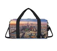 Paris Eiffel Tower Sunset Sport Duffel Bag with Shoes Compartment Paris Print Overnight Weekender Bags Travel Gym Luggage Organizer for Women Men Kids Girls Boys