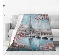 Paris Eiffel Tower Throw Blanket Cute Flannel Blankets Lightweight Soft for All Season for Couch & Bed (50X60inch) Travel Camping