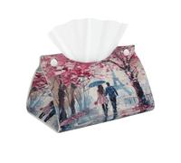 Paris Eiffel Tower Tissue Box Cover Eiffel Tower Modern Art Pu Leather Tissue Holder Long Decorative Organizer For Office Car Home Bathroom Napkins and Facial Dispenser
