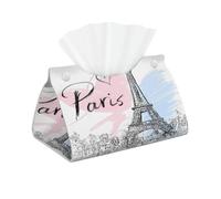 Paris Eiffel Tower Tissue Box Cover Eiffel Tower Pu Leather Tissue Holder Long Decorative Organizer For Office Car Home Bathroom Napkins and Facial Dispenser