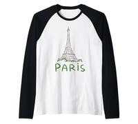 Paris Eiffel Tower Travel Souvenir Historic Landmark Gift Raglan Baseball Tee