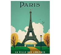 Paris Eiffel Tower Traveling Large Metal Tin Sign Wall Art Plaque Great Gift 12"x8"
