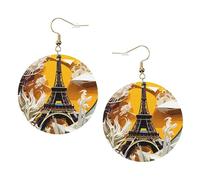 Paris Eiffel Tower Trendy Leather Earrings For Women Dangle 1 Pair Lightweight Printed Piercing Earrings Jewelry Gifts For Women Girls