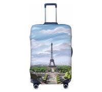 Paris Eiffel Tower View Travel Luggage Cover Fashion Washable Elastic Scratch Resistant Luggage Cover Fits 18"-32" Suitcase, Black / White, Petit