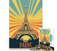 Paris Eiffel Tower Vintage Poster 1000 Piece Jigsaw Puzzles for Adults Jigsaw Logic Sense Toy Leisure Fun Smooth Edge Heartfelt Gift (50x75cm)