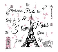 Paris Eiffel Tower Wall Stickers - Peel and Stick Decal for Bedroom, Living Room, Sofa Backdrop, TV Wall Decoration - Home Decor Art