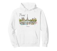 Paris Eiffel Tower Watercolor Art France Travel Souvenir Pullover Hoodie