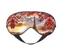 Paris Eiffel Tower with Autumn Leaves Printing All-Occasion Comfort Cover, Blocks Light Eye Mask, Ideal for Camping,Shifts,Blocks Light Well