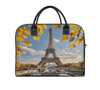 Paris Eiffel Tower with Autumn Leaves Travel Duffle Bag, Large Capacity Weekender Overnight Bags with Internal Pocket, Gym Bag for Women Men