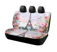 Paris Eiffel Tower With Flowers Car Seat Cover Back Universal Auto Bench Rear Seat Protector Covers Non-Slip Automotive Interior Covers Fit Most Cars, SUV, Vans, Trucks Seats Cover for Car Accessories