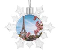 Paris Eiffel Tower with Flowers Christmas Ornaments Exquisite Hanging Snowflake Decorations Large Snowflake Ornament for Christmas Tree for Christmas & New Year Party Decor