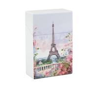 Paris Eiffel Tower with Flowers Cigarette Case for Men, Plastic Box for Smoke, Portable Waterproof Smoking Boxes for Woman, Cigarettes Smoking Accessories, Christmas Day Gift