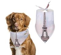 Paris Eiffel Tower with Flowers Dog Bandanas, Lightweight and Breathable Triangle Pet Scarf,Soft and Comfortable Pet Bandana for Small Medium Large Breed.