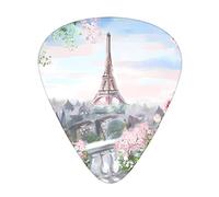 Paris Eiffel Tower With Flowers Guitar Plectrums 12 Pieces Set =>> Comfortable In The Hand With Smooth Edges Three Thicknesses To Match