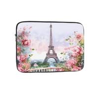 Paris Eiffel Tower with Flowers Laptop Case 13 inch, Water Resistant Laptop Sleeve Shockproof Protective Traveling Computer Bag Portable Business Briefcase for Men Women
