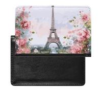 Paris Eiffel Tower with Flowers Passport Holder,Compact Lightweight Waterproof Passport Cover, Portable Stylish Travel Wallet Accessories for Women Men