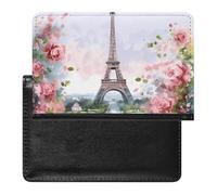 Paris Eiffel Tower with Flowers Passport Holder Slim Travel Wallet RFID Blocking Card Case Cover Passport Cover Protector Essentials with Credit Card Slots for Women/Men