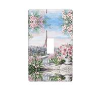 Paris Eiffel Tower with Flowers Print Decorative 1-Gang Wall Plate,Standard Size Unbreakable Polycarbonate Switch & Outlet Cover