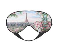 Paris Eiffel Tower with Flowers Print Sleep Mask Eye Masks Blindfold Eye Cover Eyeshade for Night Sleeping Travel Airplane Ues