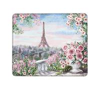 Paris Eiffel Tower with Flowers Printed Mouse Pad Gaming Mouse Pad Waterproof Non-Slip Mousepad Rubber Mouse Mat for Wireless Mouse Computers Laptop Office 7 X 8.6 in