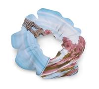 Paris Eiffel Tower with Flowers Scrunchies for Women Cute Soft Hair Ties No Damage Snag Free Satin Scrunchies Decorative Hair Bands Ponytail Holder Stylish Hair Accessories for All Hair Types