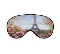 Paris Eiffel Tower with Flowers Sleep Mask Light Block-Out Eye Mask for Side Sleeper Pressure-Free Soft Night Blindfold with Adjustable Strap Breathable Sleep Eye Cover for Travel