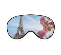 Paris Eiffel Tower with Flowers Sleep Mask, Ultra Soft Eye Mask for Sleeping with Adjustable Strap, Comfortable Lightweight Blindfold Eyeshade, Total Blackout Eye Cover for Night Sleep Travel Office N
