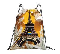 Paris Eiffel Tower Women Men String Backpack Foldable Drawstring Bag Lightweight Drawstring Backpack For Sports Beach Football