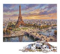 Paris Eiffel Tower Wooden Jigsaw Puzzle 500 Pieces, Rainy Day Puzzle